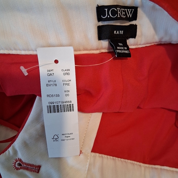 J.Crew Kate Straight-Leg Red Pant In Stretch Velvet Size 00 NWT - Picture 3 of 11